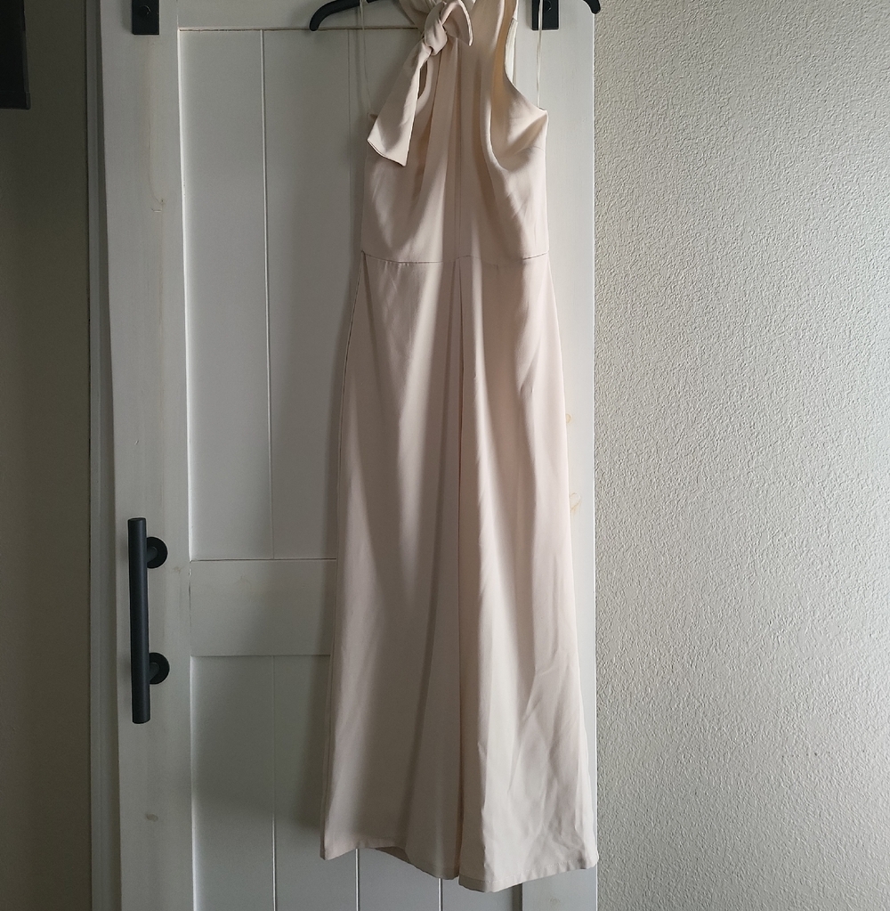 Sugarlips Cream Wide Leg Halter Jumpsuit